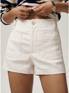 NWT Anthropologie Maeve Colette European Stretch Linen Chalk White Shorts SZ 27
